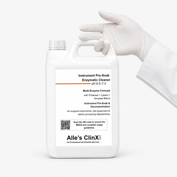Alle’s ClinX Instrument Pre Soak Enzymatic Cleaner product packaging