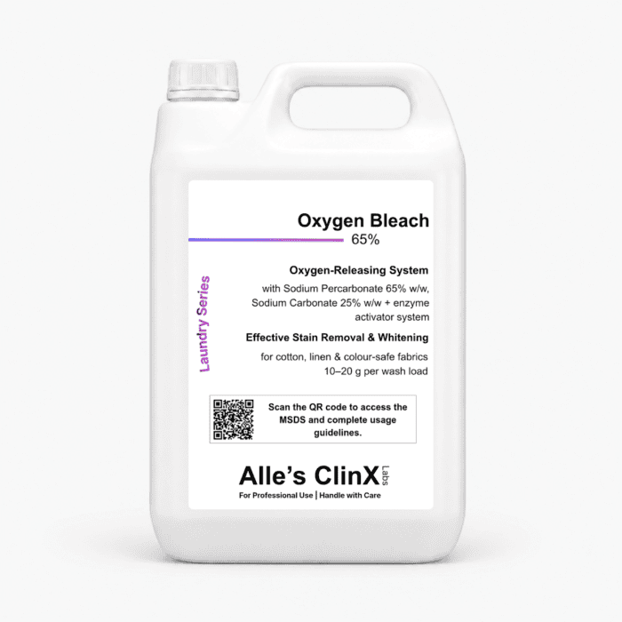 Alle’s ClinX Oxygen Bleach 65% Laundry Stain Remover product packaging