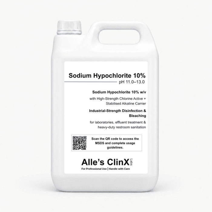 Alle’s ClinX Sodium Hypochlorite 10% Disinfectant Bleach product packaging